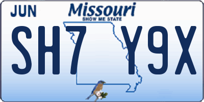 MO license plate SH7Y9X