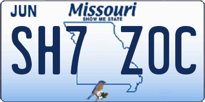 MO license plate SH7Z0C