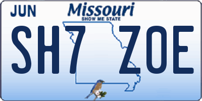 MO license plate SH7Z0E