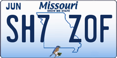 MO license plate SH7Z0F