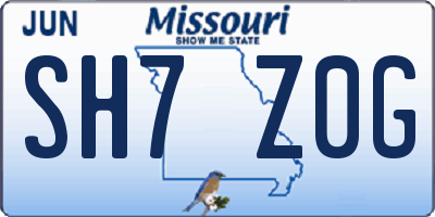 MO license plate SH7Z0G