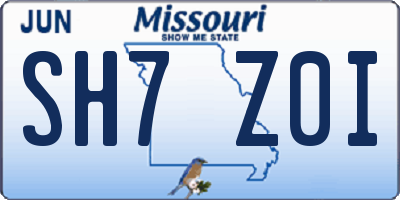 MO license plate SH7Z0I