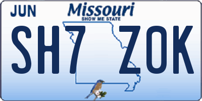 MO license plate SH7Z0K