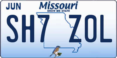 MO license plate SH7Z0L