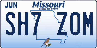 MO license plate SH7Z0M