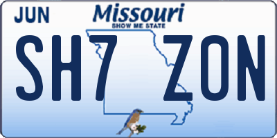 MO license plate SH7Z0N