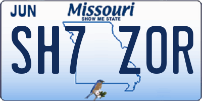 MO license plate SH7Z0R