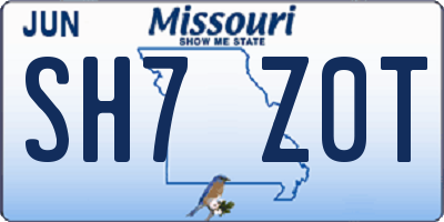 MO license plate SH7Z0T
