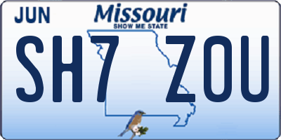MO license plate SH7Z0U