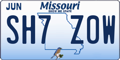 MO license plate SH7Z0W