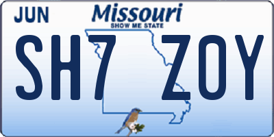 MO license plate SH7Z0Y