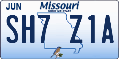 MO license plate SH7Z1A