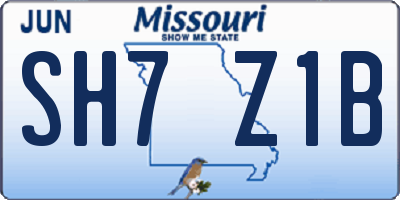 MO license plate SH7Z1B