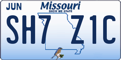 MO license plate SH7Z1C