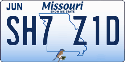 MO license plate SH7Z1D