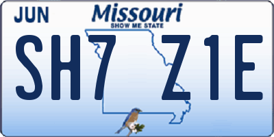MO license plate SH7Z1E