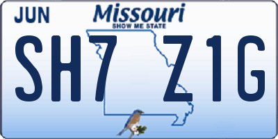 MO license plate SH7Z1G