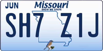 MO license plate SH7Z1J