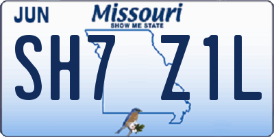 MO license plate SH7Z1L