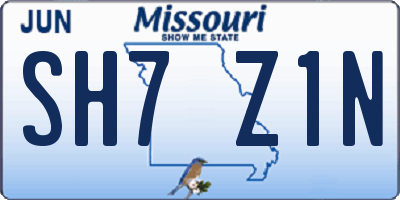 MO license plate SH7Z1N