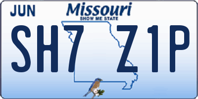 MO license plate SH7Z1P