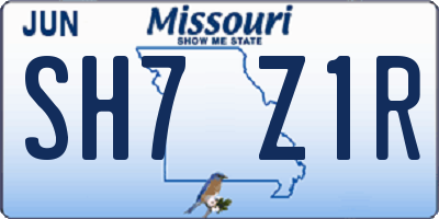 MO license plate SH7Z1R