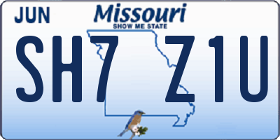 MO license plate SH7Z1U