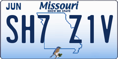 MO license plate SH7Z1V