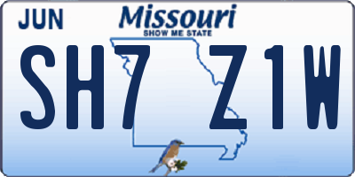 MO license plate SH7Z1W