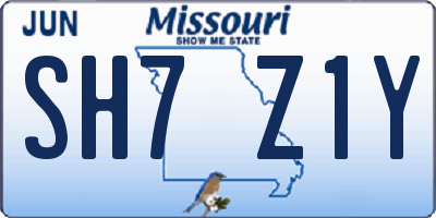 MO license plate SH7Z1Y