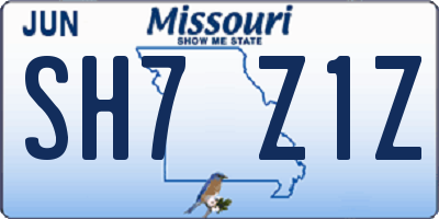 MO license plate SH7Z1Z