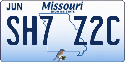 MO license plate SH7Z2C
