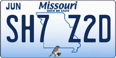 MO license plate SH7Z2D
