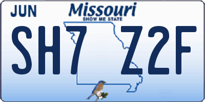MO license plate SH7Z2F