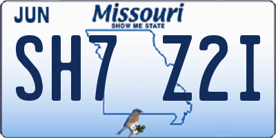 MO license plate SH7Z2I
