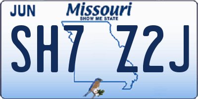 MO license plate SH7Z2J