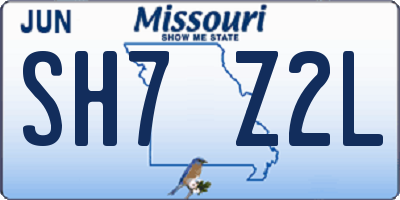 MO license plate SH7Z2L