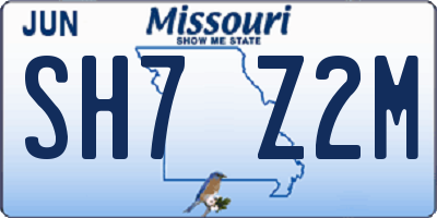 MO license plate SH7Z2M