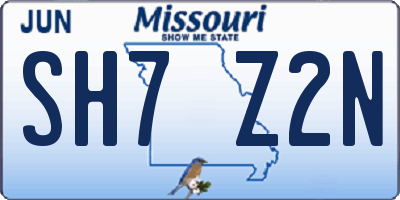 MO license plate SH7Z2N
