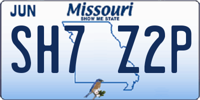 MO license plate SH7Z2P