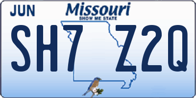 MO license plate SH7Z2Q