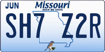 MO license plate SH7Z2R