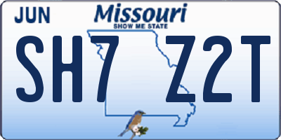 MO license plate SH7Z2T