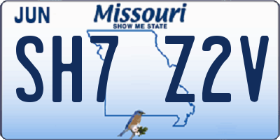 MO license plate SH7Z2V
