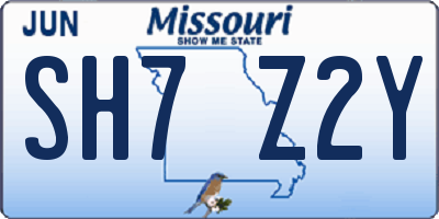 MO license plate SH7Z2Y