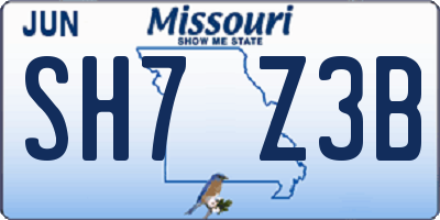 MO license plate SH7Z3B