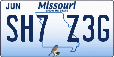 MO license plate SH7Z3G