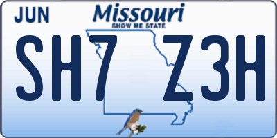 MO license plate SH7Z3H