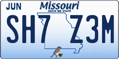 MO license plate SH7Z3M