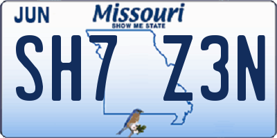 MO license plate SH7Z3N